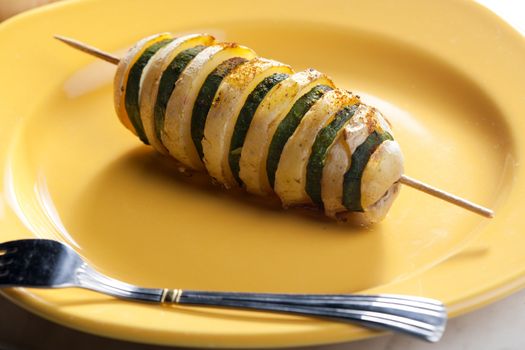 zucchini and potato skewer