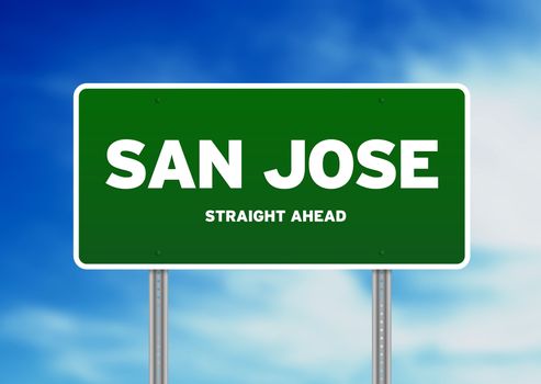 San Jose, California, USA highway sign on Cloud Background. 
