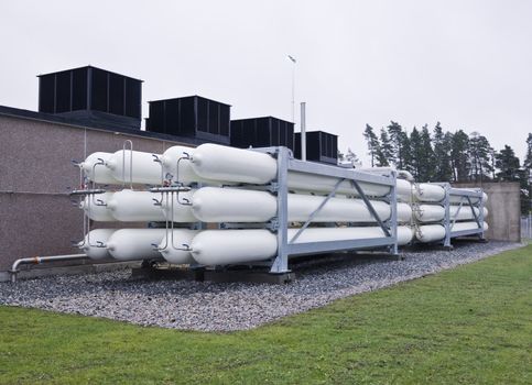 Tanks with natural gas at a industry complex