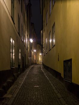 Colorful back alley in the old town of Stockholm