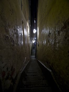 Colorful back alley in the old town of Stockholm