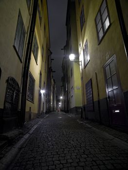 Colorful back alley in the old town of Stockholm