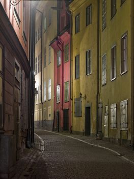 Colorful back alley in the old town of Stockholm