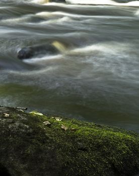 Stone in a pitch shot with long exposure time.