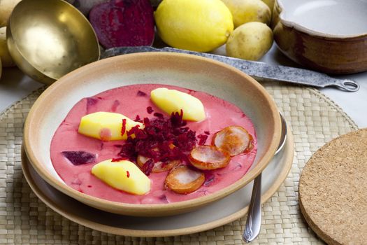 Polish red beet soup