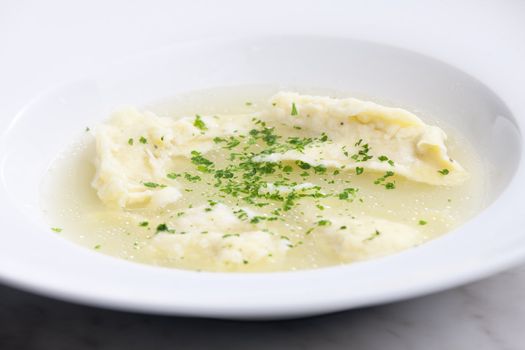 beef bouillon with dumplings