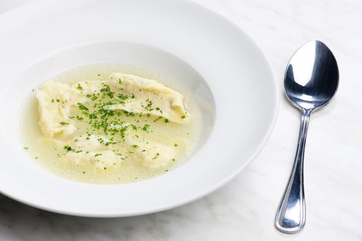 beef bouillon with dumplings