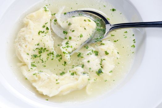 beef bouillon with dumplings