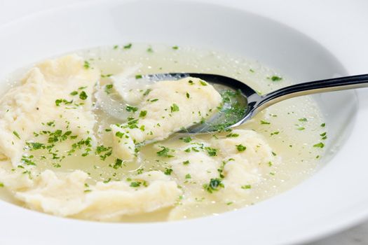 beef bouillon with dumplings