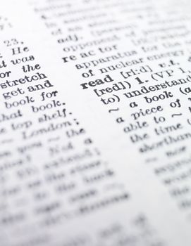 the word 'read' highlighted in a dictionary