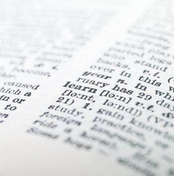 the word 'learn' highlighted in a dictionary