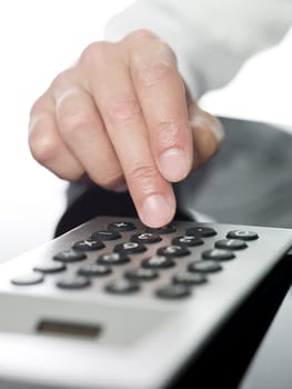 Man doing financial calculations.