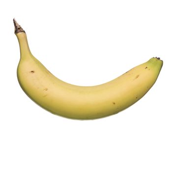 Yellow banana against a white background.