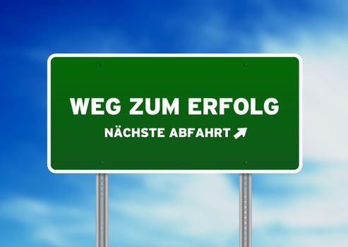 High resolution graphic of a Road to Success Highway Sign on Cloud Background. 
