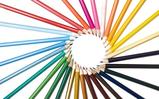 decorative circle by color pencils on white background 