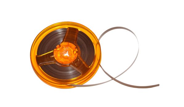 Roller Tape cassette spool on white background 