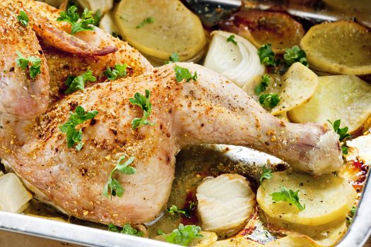 chicken baked with potatoes