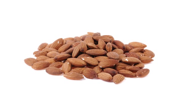  whole almonds isolated on white background 
