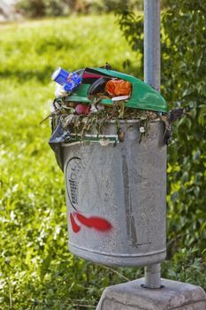 Full Trash bin outdoor