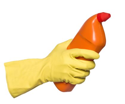 Protection Glove holding a Spray-bottle