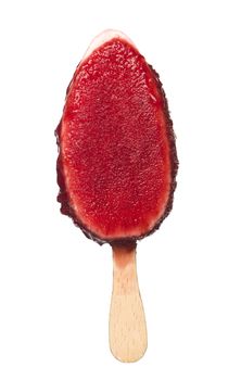 Red ice-cream melting isolated on white background