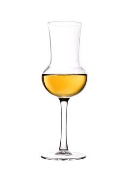 Glass of whisky isolated on white background