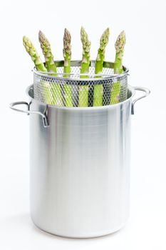 green asparagus in pot