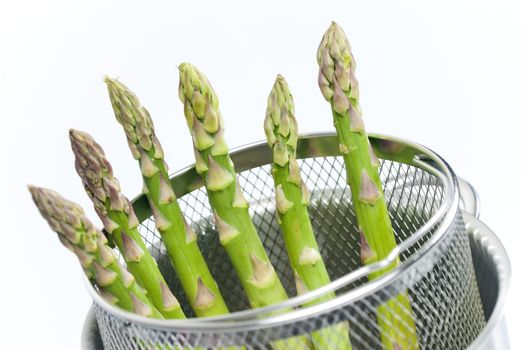 green asparagus in pot
