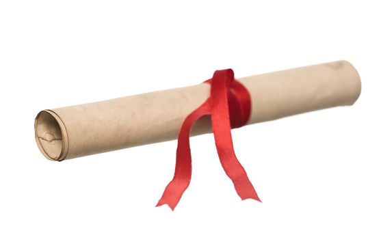 Document with red ribbon isolated