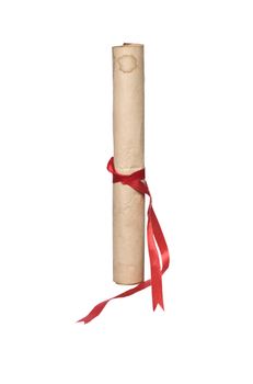 Document with red ribbon isolated
