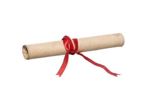 Document with red ribbon isolated