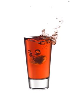 Splash in a glass of red lemonade