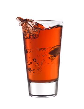 Splash in a glass of red lemonade