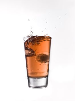 Splash in a glass of red lemonade