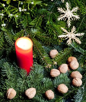 Christmas still life with a candle