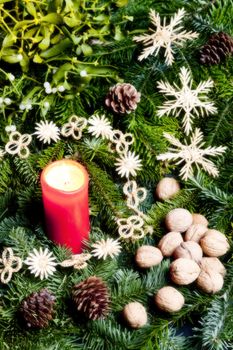 Christmas still life with a candle