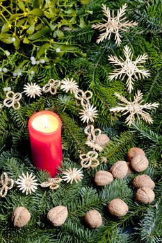 Christmas still life with a candle