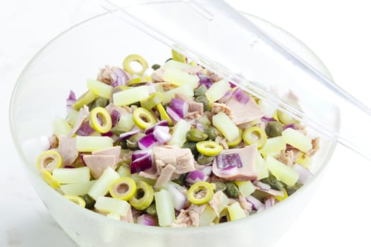 Mediterranean potato salad with tuna fish