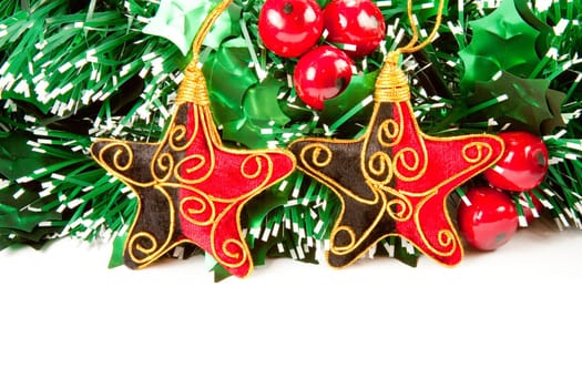 Christmas decorations on white backgroun