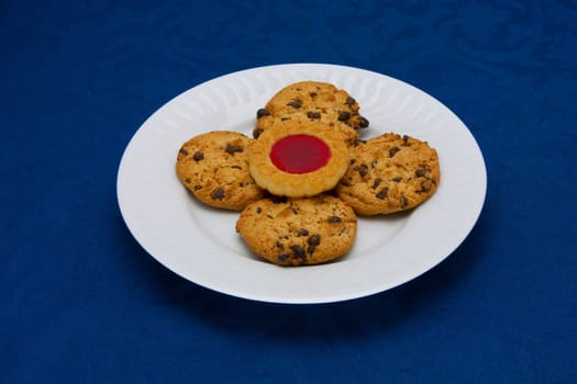 cookies on a Plate on a blue background