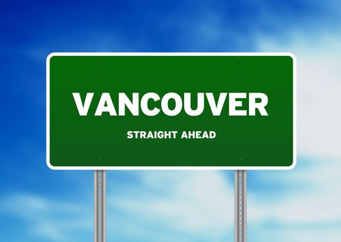 High resolution graphic of a Vancouver highway sign on Cloud Background. 