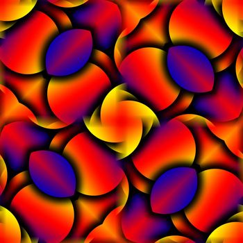 Seamless curved colour tile pattern background.