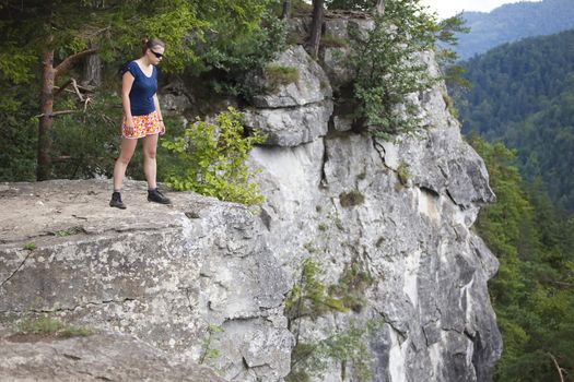 woman standing on big rock - Tomasovsky Vyhlad in Slovak Paradise
