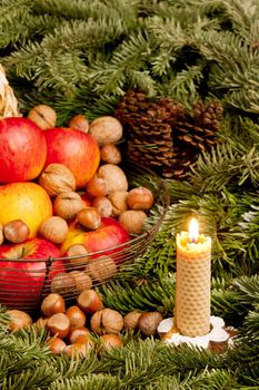 Christmas still life with a candle