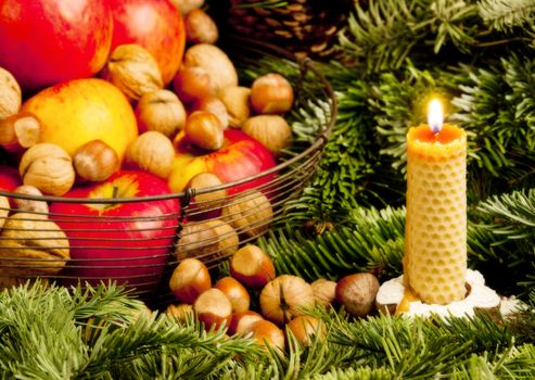 Christmas still life with a candle