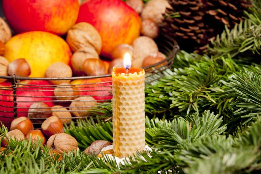 Christmas still life with a candle