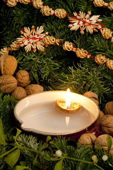 Christmas still life with a candle