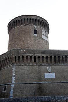 An old Roman castle tower in the Ostia, Italy