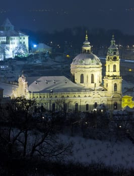St. Nicholas Church at night, Prague, Czech Republic