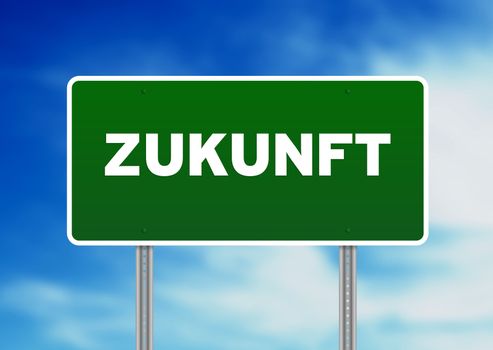 High resolution graphic of a future Road Sign on Cloud Background. 